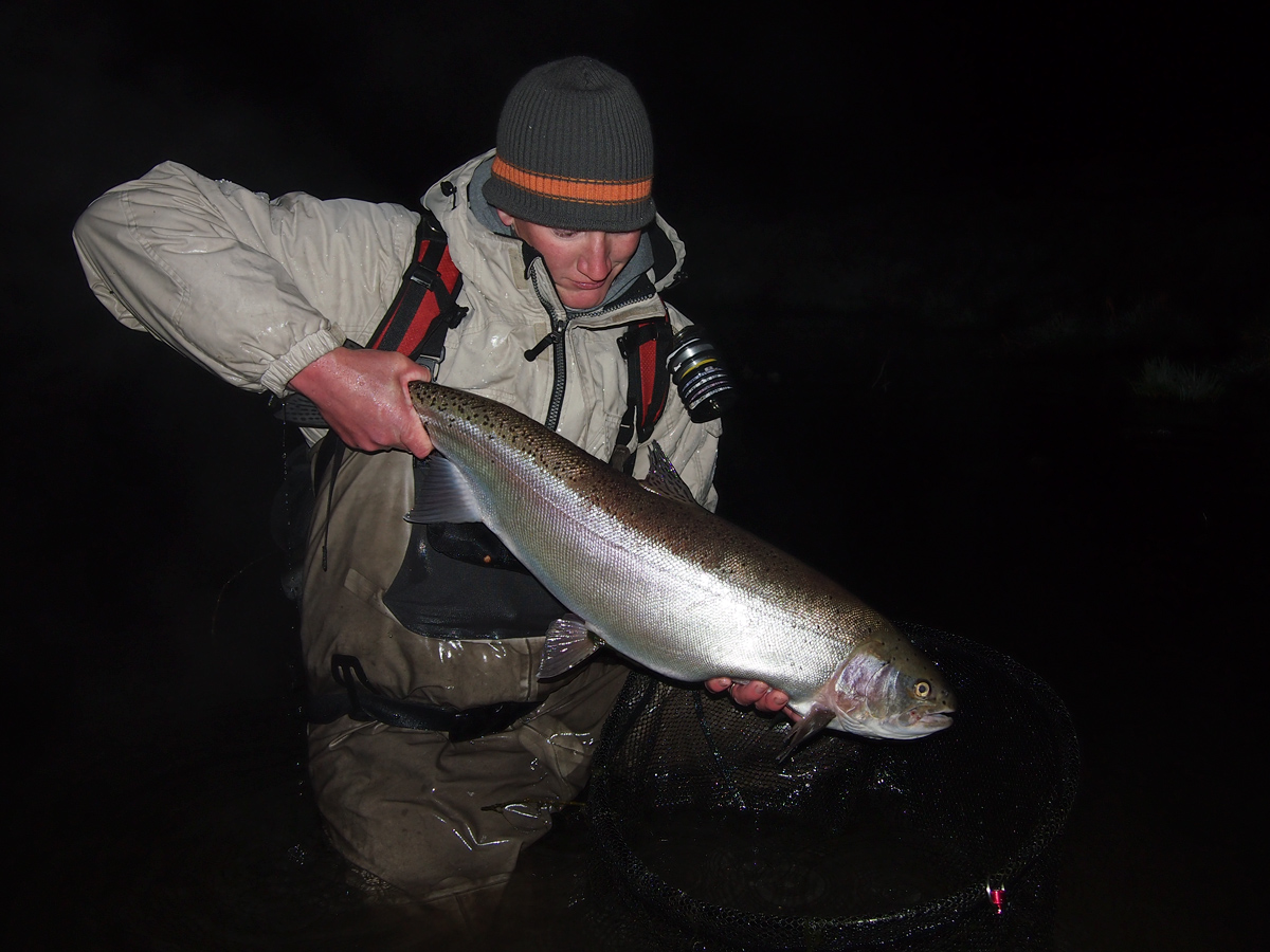 Trout Fishing at Night  34-inch Trout on Mouse Pattern